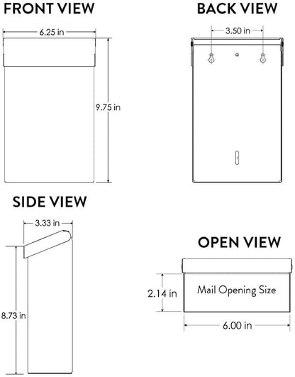 Architectural Mailboxes Modern Heritage Wall Mount Mailbox, Bronze, Small | Galvanized steel build for outside with weather-resistant outdoor construction and a rust-resistant powder-coat finish.