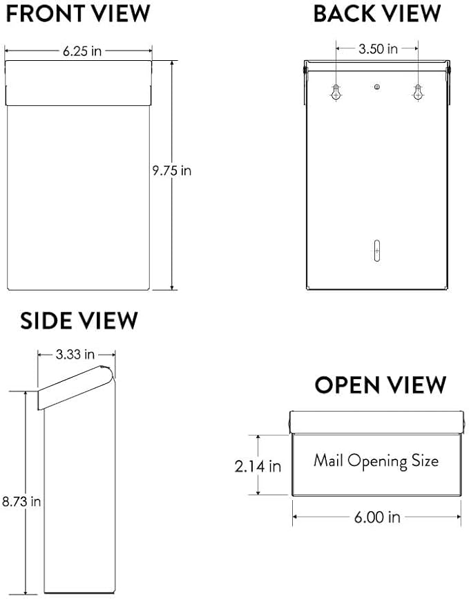 Architectural Mailboxes Modern Heritage Wall Mount Mailbox, Black, Small | Galvanized steel build for outside with weather-resistant outdoor construction and a rust-resistant powder-coat finish.