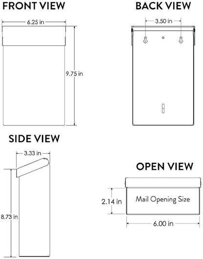 Architectural Mailboxes Modern Heritage Wall Mount Mailbox, Black, Small | Galvanized steel build for outside with weather-resistant outdoor construction and a rust-resistant powder-coat finish.