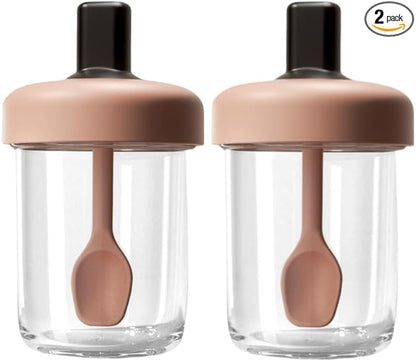 2 Pack Overnight Oats Containers with Lids and Spoons, 13.5 oz Breakfast Yogurt Cup to Go, for Milk, Cereal, Oatmeal (pink+pink)