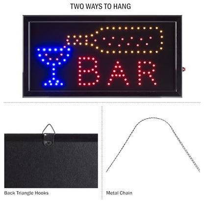 LED Bar Sign - Neon Electric Display Sign with Animation and Energy Efficient LEDs for Homes, Businesses, and Events by Lavish Home
