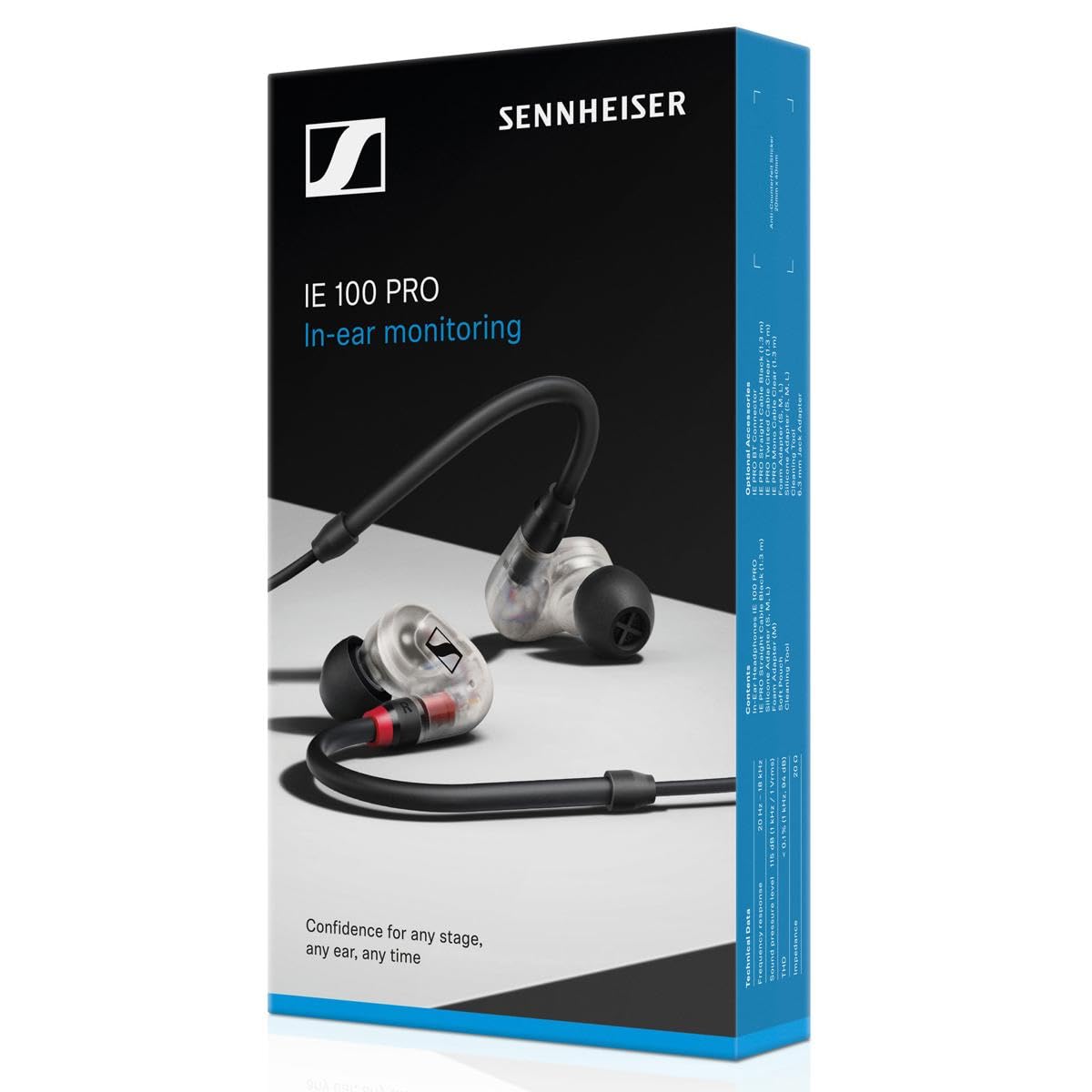 SENNHEISER Professional IE 100 PRO Dynamic In-Ear Monitoring Headphones, Clear