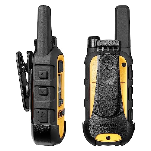 DEWALT DXFRS800 FRS Walkie Talkies Long Range 2 Way Radio, 2 Watt, Waterproof & Rechargeable, 2 Pack