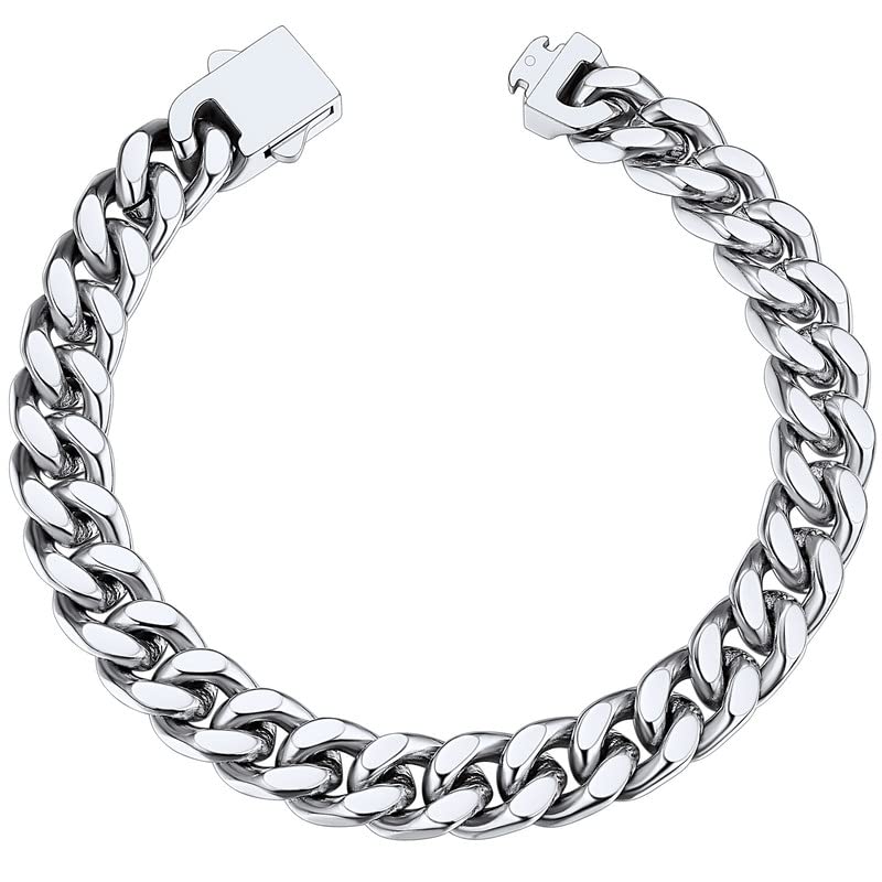 ChainsHouse Hip Hop Cuban Bracelet for Men 9mm 21cm 316L Stainless Steel Wrist Bracelet Man Bangle