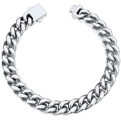ChainsHouse Hip Hop Cuban Bracelet for Men 9mm 21cm 316L Stainless Steel Wrist Bracelet Man Bangle
