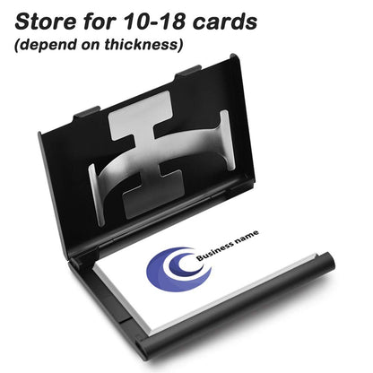 SENHAI 2 Pcs Business Card Holders, Professional Thumb-Drive Slide Out Business Card Case and Stainless Steel ID Name Wallet Credit Card Holder for Men and Women - Black