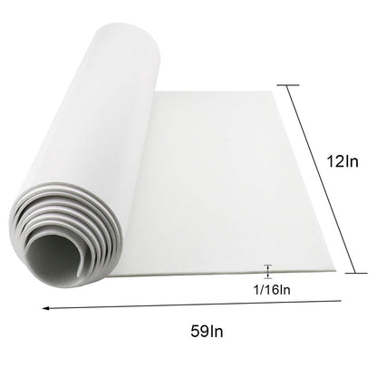 DGSL Neoprene Adhesive Foam Sheets, 12'' W x 59'' L x 1/16'' Thick Sponge Self Adhesive Rubber Padding Sheet Closed Cell Foam Sheet Roll for DIY, Multi-Function Soundproof Rubber Mat, White