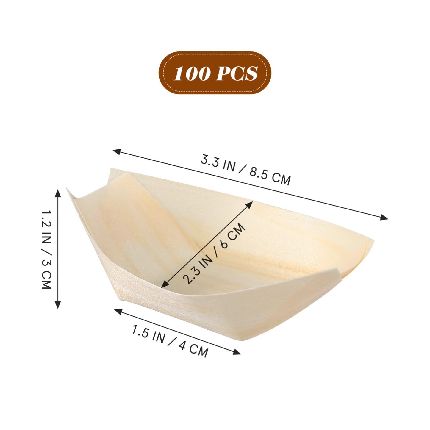 Bamboo Wooden Boat Disposable Wood Boat Plates Dishes Mini Sushi Boat Sushi Serving Tray Bamboo Leaf Boat Food Container Wood Bowl for Catering and Home Use 200pcs (3.3x2.3inch)