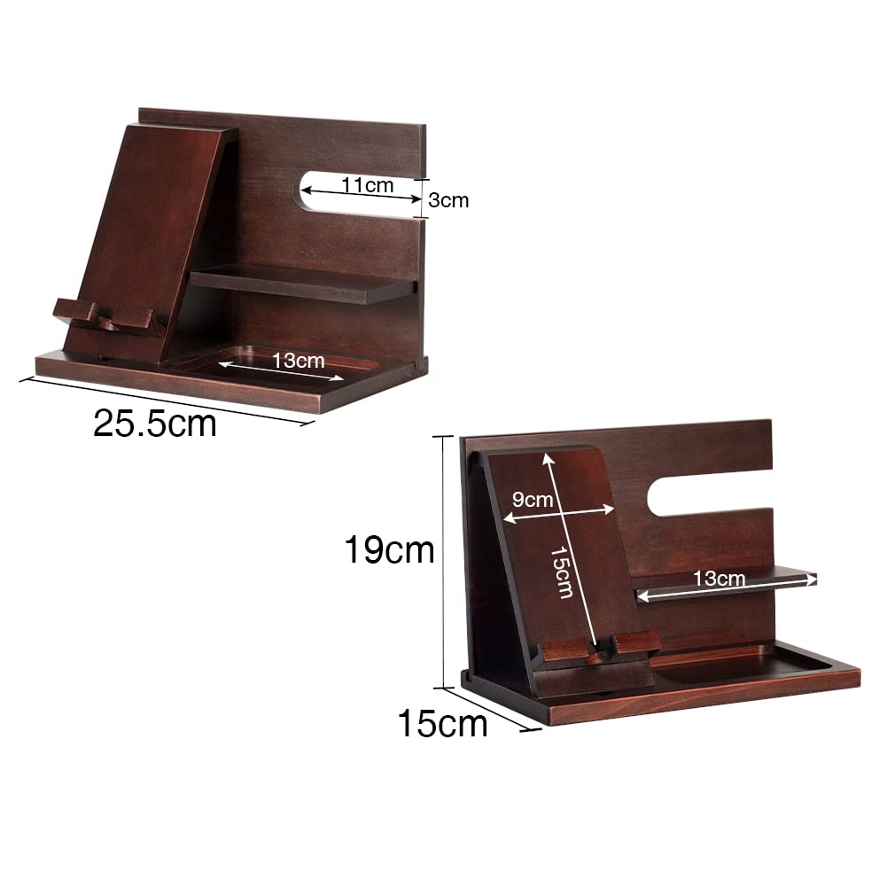 Gifts for Men Christmas, Wood Phone Docking Station, Mens Gifts for Birthday or Gifts for Dad Fathers Day, Desk Workspace Organizer Nightstand Organizer Key for Wallet & Watch Holder Husband Christmas