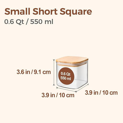 ComSaf 0.6 Qt Glass Food Storage Jars Set of 6, Pantry Organization Jar