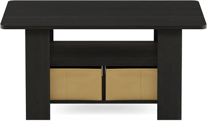 Furinno Andrey Coffee Table, Small Modern Center Table with Storage and Bin Drawer, Side Table for Living Room, Bedroom, Home Office, Dark Espresso