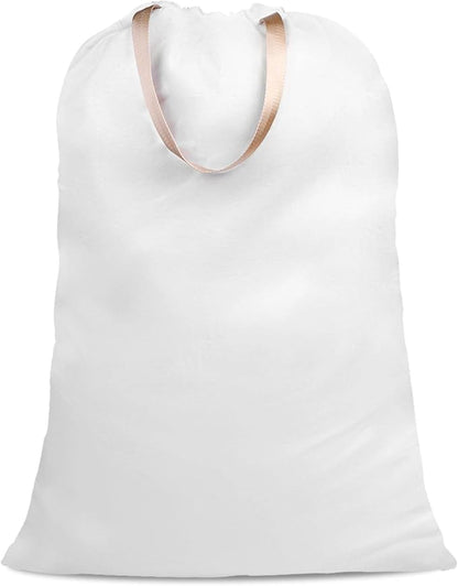 Cotton Canvas Laundry Bag with Handles & Drawstring Straps, Heavy Duty Extra