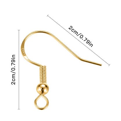 200 PCS/100Pairs 925 Sterling Silver and Gold Earring Hooks,Hypo-allergenic Fish Earring Hooks Earwires for DIY Jewelry Making Supplies with 200 PCS Soft Silicone Earring Backs