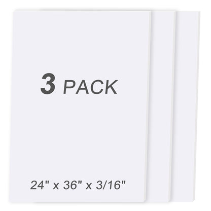 MYFAMIREA 3 Pack White Foam Board 24" x 36", 3/16" (5MM) Thick Board Poster Acid-Free Foam Core, Double Sided Foamboard Sheets for Projects, Art, Craft, Presentations and Wedding Signage