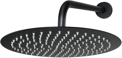 NearMoon Rain Shower Head, Ultra-Thin Design-Pressure Boosting, Awesome Some Experience, High Flow Stainless Steel Rainfall Head (12 Inch, Matte Black)
