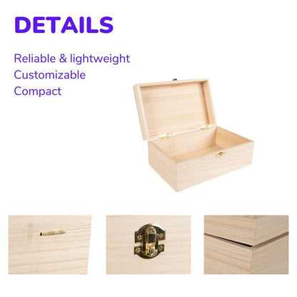 Craft County Unfinished Wooden Keeper Box with Hinges and Latch – Storage for Collectibles and Supplies