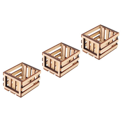 Toyvian 3PCS Miniature Dollhouse mini Baskets Miniature Craft mini Storage Baskets Crate, Wooden Milk