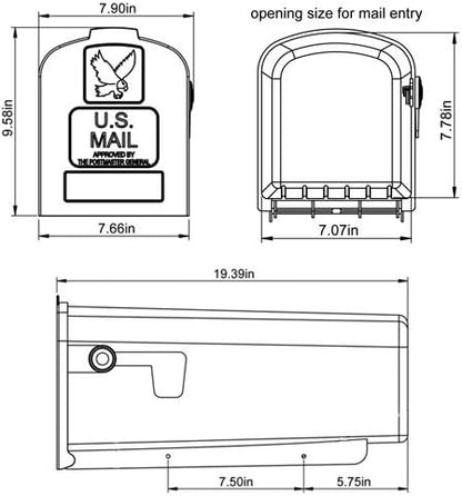 Gibraltar Mailboxes Parsons Medium Capacity Rust-Proof Plastic White, Post-Mount Mailbox, PL10W0201