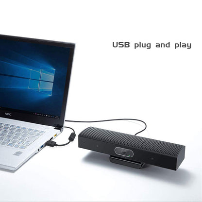 JACKLY Conference Room Camera with Microphone and Speaker, Wide Angle USB Video Conference Camera for Mac, PC, Laptop, Desktop (Black with Inverted Phase)