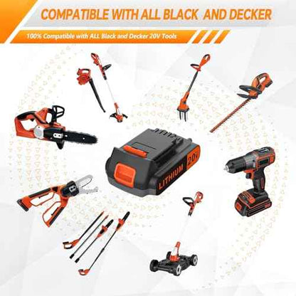 20 Volt MAX 2.0AH Lithium-Ion Battery Replacement for Black+Decker 20V Battery£¬Compatible with All Power 20V Black and Decker Power+ Tools