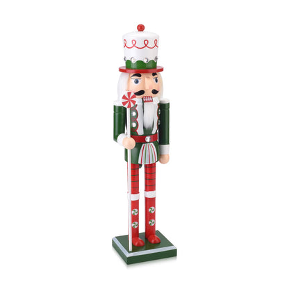 Wooden Christmas Soldier Nutcracker Decorations, 15 Inch Xmas Nutcracker Figure Christmas Decor for Home, Shelf, or Party Display (Green)