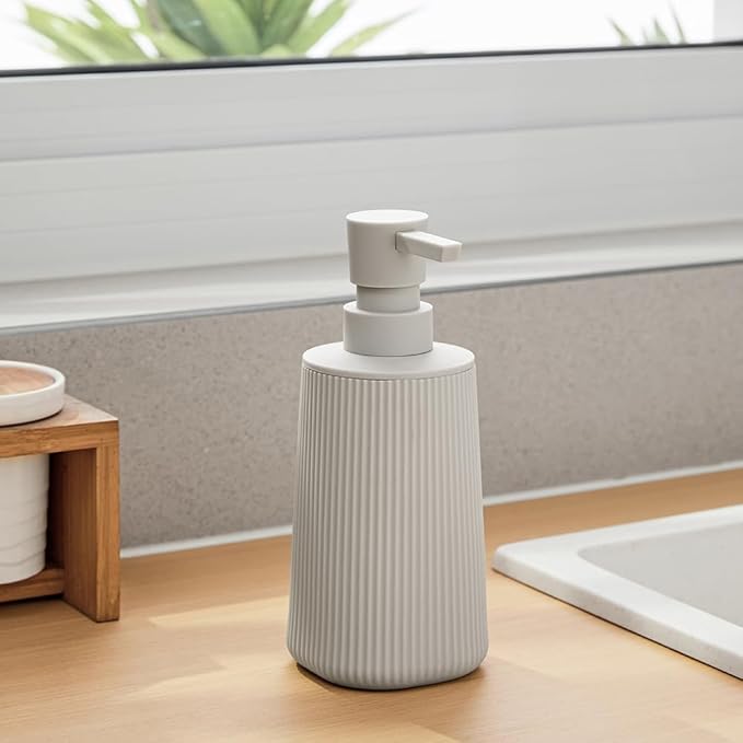 Small Soap Dispenser for Bathroom and Kitchen, Modern Farmhouse Striped Style