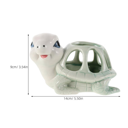 Housoutil Ceramic Animal Succulent Planter Pot Small Cute Turtle Shape Porcelain Mini Manual Planter for Indoor Desk Decoration
