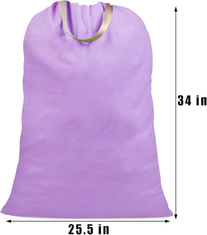 Cotton Canvas Laundry Bag with Handles & Drawstring Straps, Heavy Duty Extra
