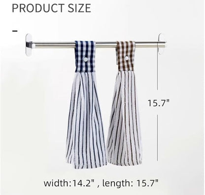 2 Pcs Kitchen Cotton Classical Striped Towel Absorbent Towel Hanging Towels