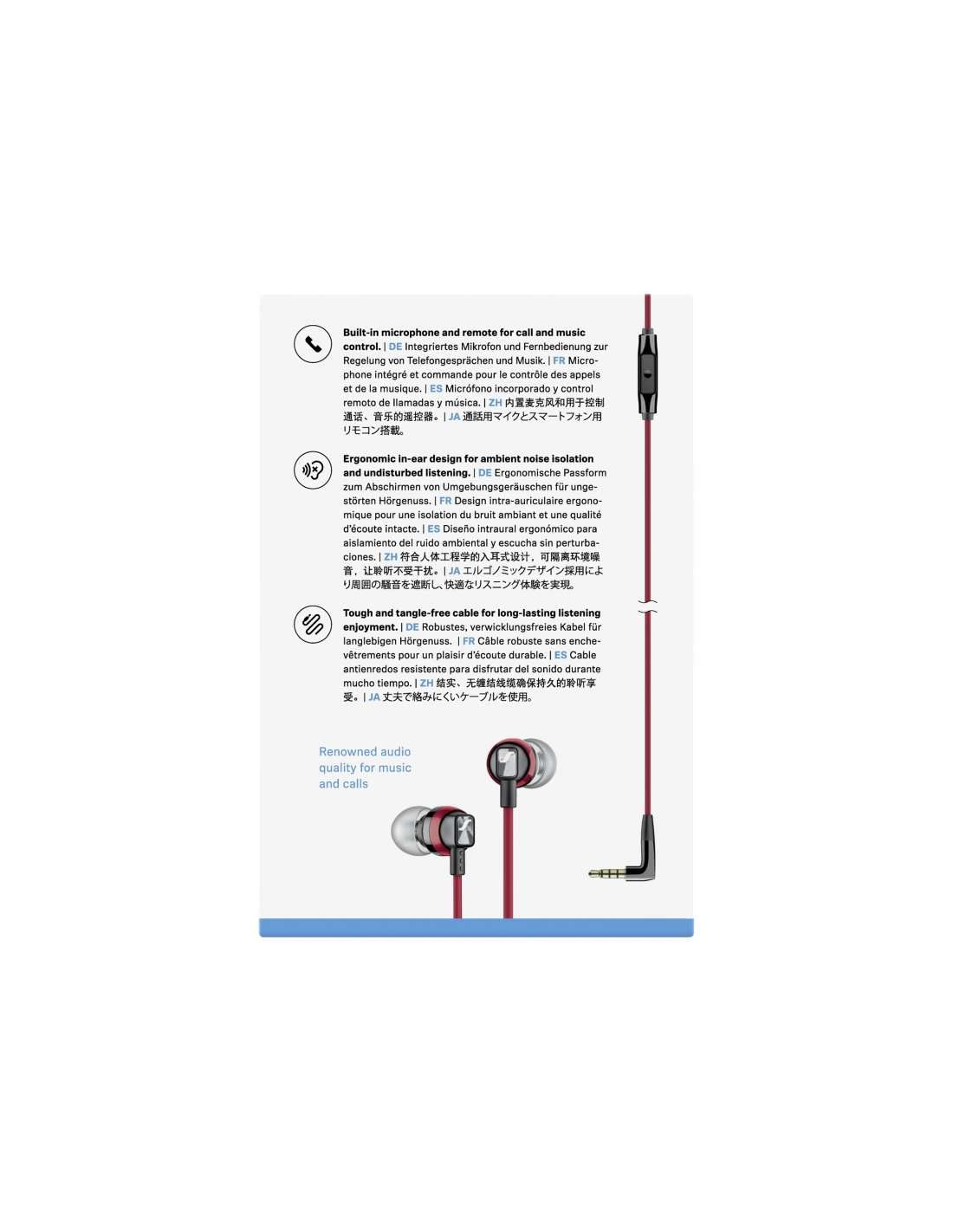 Sennheiser Canal Type Earphone Red CX 300S RED [Genuine National]