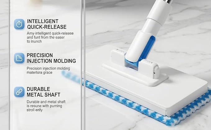 Snap Grip Mini Mop, Zero Touch MiniMop, Disposable Clip Mopstick Reusable Cloths