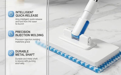 Snap Grip Mini Mop, Zero Touch MiniMop, Disposable Clip Mopstick Reusable Cloths