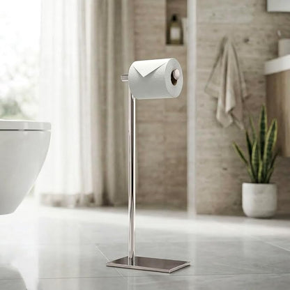 Gatco 1431PN Modern Rectangle Base Freestanding Toilet Paper Holder, 21.25", Polished Nickel with Weighted Base
