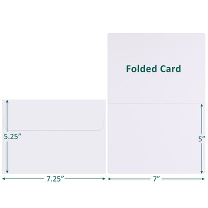Eupako 50 Pack White-Blank-Cards-and-Envelopes-5x7-Heavyweight-Folded-Cardstock-and-A7-Envelopes-Self-Seal for DIY Greeting Cards, Invitations, Wedding, Baby Shower, Birthday