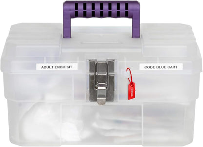 Akro-Mils 14-Inch Plastic Toolbox with Removable Tray, Steel Latch & Padlock Eye, Industrial-Grade Storage Box for Hobby Supplies, Crafts, and Tools, 14" x 8" x 8", Made in USA, Clear (09514)