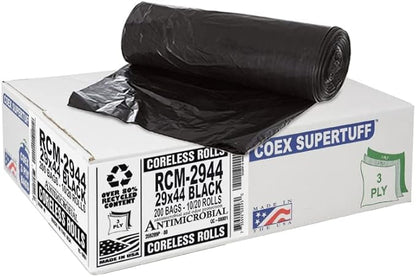 Aluf Plastics 26 Gallon For Slim Jim 1.25 MIL Black Heavy Duty Trash Bags