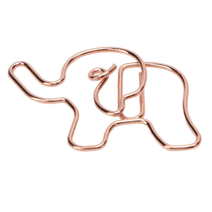 100PCS Rose Gold Cute Paper Clips, Smooth Steel Wire Paperclips Elephant Shaped Paper Clips Decorative Paperclips for Office School Supplies