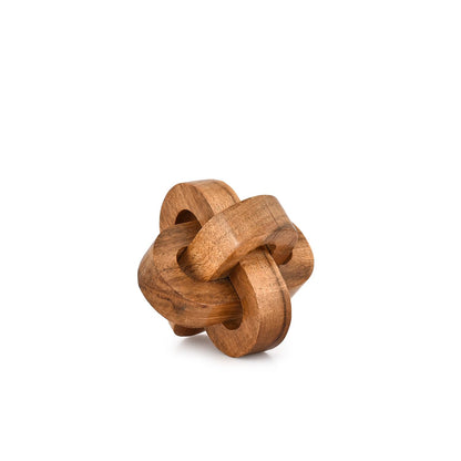 Kimona Statue 3 Link Wooden Knot Hand Carved Home Decoration Crafts Ornaments for Coffee Table Tray Shelf (4" X 4" X 4")
