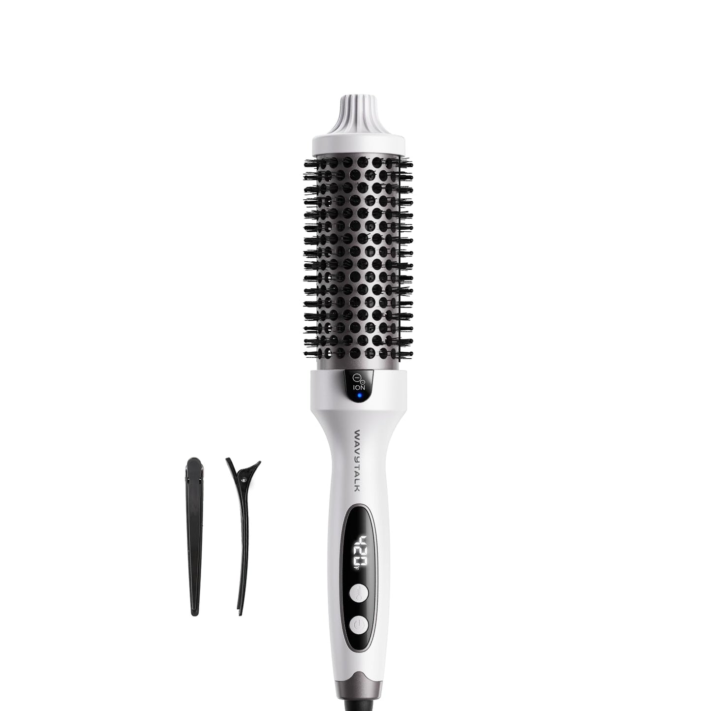 Wavytalk Thermal Brush, Blowout Boost 1.5 inch Heated Round Brush for Blowout Look, Dual Voltage, Pink, Sakura, Tourmaline Ceramic, Negative Ion Technology, 5 Temperature Settings, Less Damage