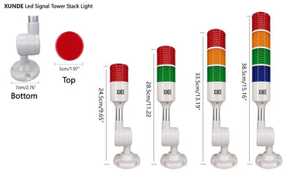 LED Warning Lights XUNDE Industrial Signal Lamp Machine Equipment Indicator Lights, Sound and Light Alarms 24V DC (1-Layer)