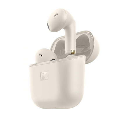 Sennheiser ACCENTUM Open Wireless Earbuds, Open Ear Buds Design, Dynamic Sound & Bluetooth 5.3, IPX4 Splash Protection, 28 Hours Battery Life, USB-C Charging Case, Music, Phone Calls, Travel, Cream