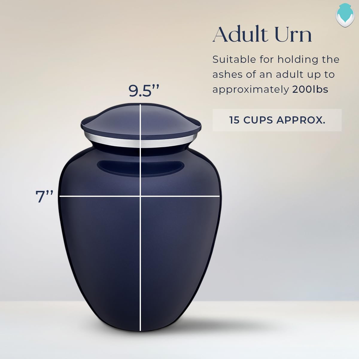 Geturns Embrace Adult Personalized Cremation Urns for Human Ashes I Large Cobalt Blue Funeral Urn for Men and Women I 200 lbs