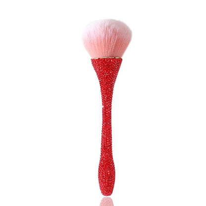 WOKOTO 1pcs Red Rhinestone Nail Dust Brushes