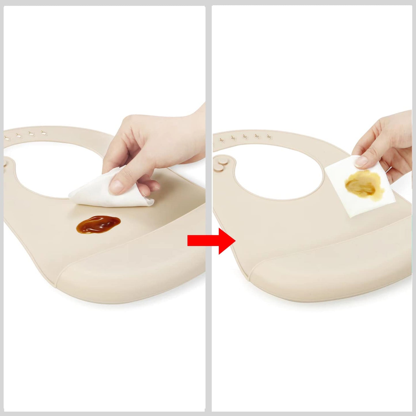 PandaEar 3 Pack Waterproof Silicone Baby Bibs| Super Thin Light Weight Feeding Bib with Food Catcher Pocket for Toddler (Walnut&Linen&Brown)