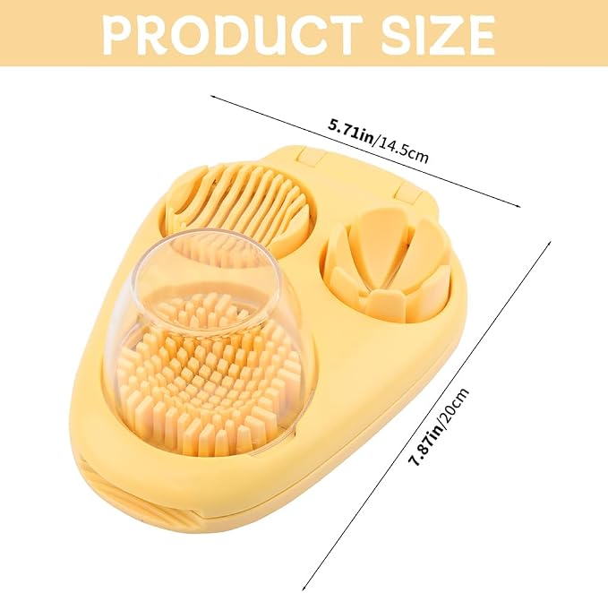 3-in-1 Egg Slicer for Hard Boiled Eggs, Stainless Steel Wire Egg Cutter with ABS Frame, Multi-Functional Kitchen Gadget for Slicing Strawberries, Bananas, Mushrooms & Cheese(Yellow)