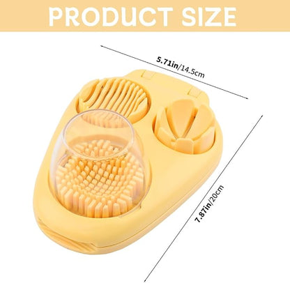 3-in-1 Egg Slicer for Hard Boiled Eggs, Multipurpose 3-Way Cutter with 3 Slice Modes, Heavy Duty Stainless Steel Chopper Tool for Strawberry, Mushroom, Grape, Cherry Tomato(COLOR:Yellow)