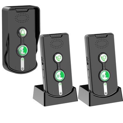 2 Way Wireless Doorbell Intercom Indoor Outdoor, Long Range Door Intercoms System for Home with Waterproof Cover Rechargeable Battery,30 Days Long Standby Time 5 Level Volume Adjustment（3 Pack）