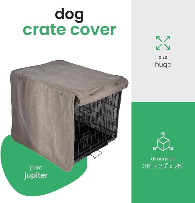 Molly Mutt Jupiter Dog Crate Cover, GOTS-Certified 100% Organic Cotton Canvas Cover for Dog or Puppy Kennel and Cage, Washable, Free of Harmful Chemicals, Huge, Fits 36"x23"x25" Crate