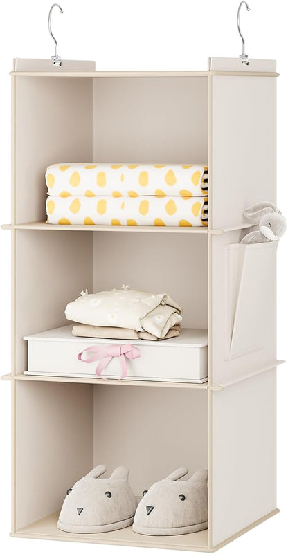 YOUDENOVA Hanging Closet Organizer, 3-Shelf Closet Hanging Storage Shelves
