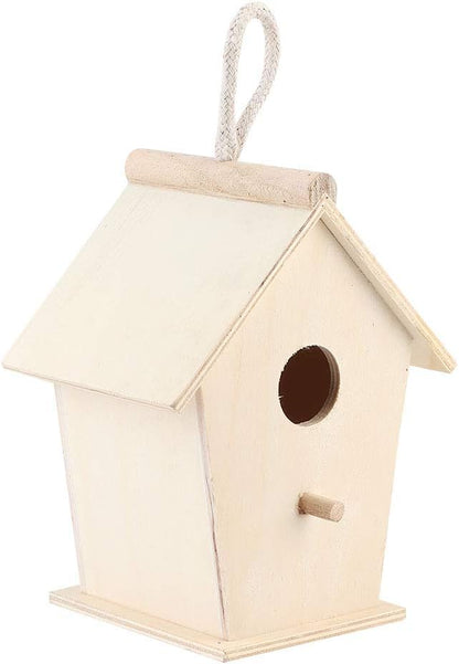 Bird House for Outside,Wooden Bird Houses,Unfinished Hanging Birdhouse,Garden Patio Decorative Nest Box Bird House,for Wrens, Swallows, Finches, Chickadee